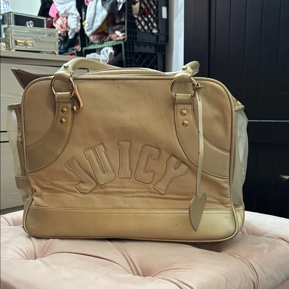 Y2K Juicy Couture Metallic Gold Dog Bag Satchel